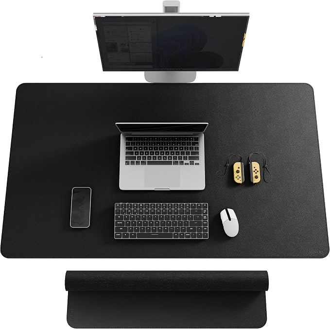Mydours 48"x28" XXL Large PU Leather Desk Mat, Gaming Mouse Pad, (Black) | Extended Desk Pad Mat, Full Mat Waterproof Desk Protector for Workspace Decor, for Computer Keyboard Mouse Office Work
