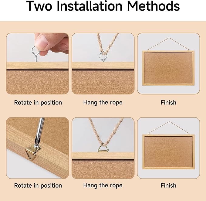 Cork Bulletin Board, 13''x18''-2pack Hanging Cork Board Wooden Framed with Pins for Wall, Dorm Room, Office, Home Decor – Natural Cork & Black Frame