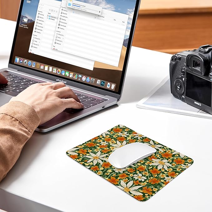 Premium Stitched Mouse Pad 10.2 x 8.3 in | Smooth, Washable Desk Mat with Non-Slip Base | Personalized Cute MousePads for Gaming,Work,Laptop, Computer, Office, Home (Sunny Daisy Patch)