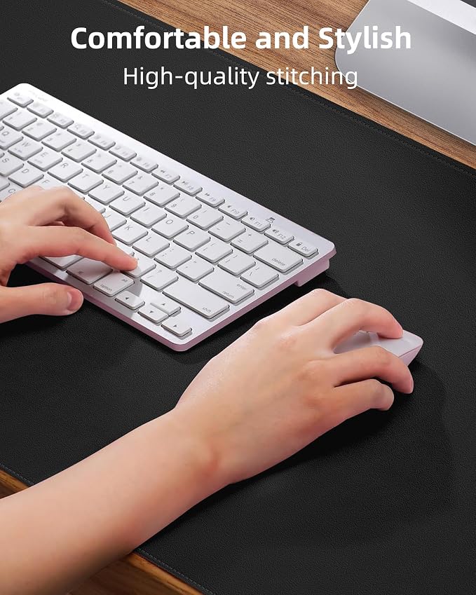 AFIING Desk Pad Protector 23.6" x 13.7" - Non-Slip Waterproof PU Leather Desk Mat for Mouse, Keyboard, Laptop, Office and Home Workspace (Black)
