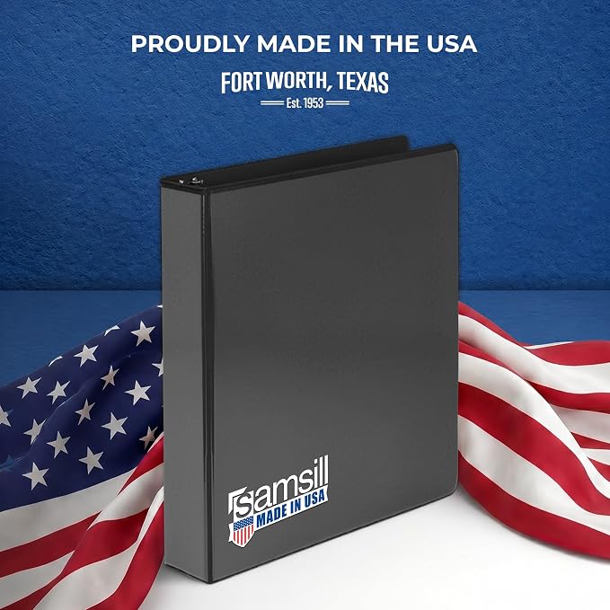 Samsill 1.5 Inch 3 Ring Binders, Economy Round Ring, Clear View Cover, 325 Sheet Capacity - for School, Home, Office - Black, 12 Pack