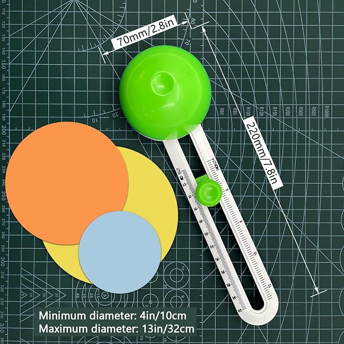 Circle Cutter, Circular Paper Cutter Circle Paper Trimmer Rotary Cutter Craft Supplies, Round Cutting Knife Cards Cutters (Green)