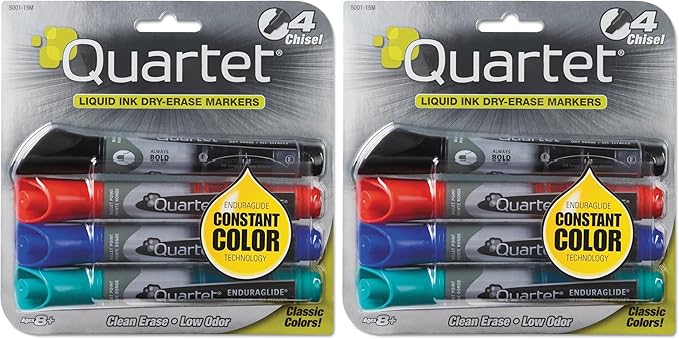 Quartet Dry Erase Markers, Whiteboard Markers, Bullet Tip, EnduraGlide, White Board Dry Erase Pens for Teachers, Home School & Office Supplies, Assorted Classic Colors, 8 Pack (5001-1MA)