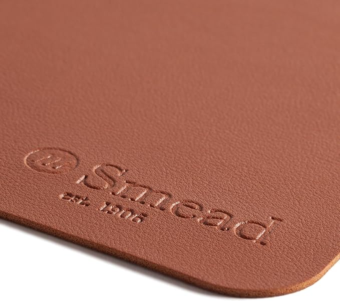 Smead Desk Pad, Vegan Leather Desk Mat with Non-Slip Faux Suede Backing, Perfect Desk Organizer for Office Decor, 31.5” x 15.7” Medium, Saddle (64832)