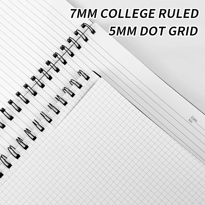 Spiral Notebook 8.5" x 11"-2 Graph&2 Lined Hardcover notebooks | Notebooks for Work&Note Taking, Lined Hardcover Notebook 120 Pages Thick Paper Notebook Hardcover Journal for School, Office