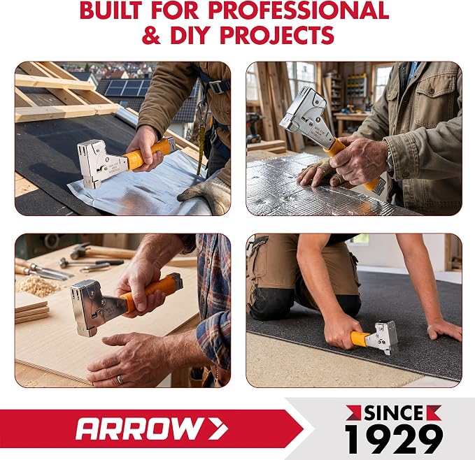 Arrow T50 Heavy-Duty Staple Gun, Manual Stapler | Chrome Steel, For Upholstery, Wood, Crafts, DIY and Professional Uses, Fits T50 1/4", 5/16", 3/8", 1/2" & 9/16" Staples