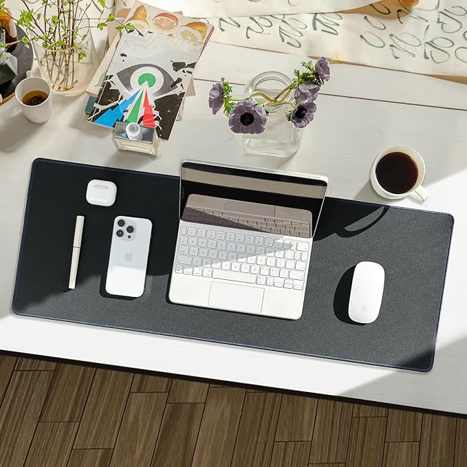 Waterproof Large Gaming Mouse Pad with Durable Stitched Edges, Non-Slip Rubber Base, Grainy Jacquard Mouse Mat Desk Pad for Home Office Gaming, 35.4''x15.7''x0.12'', Deep Gray