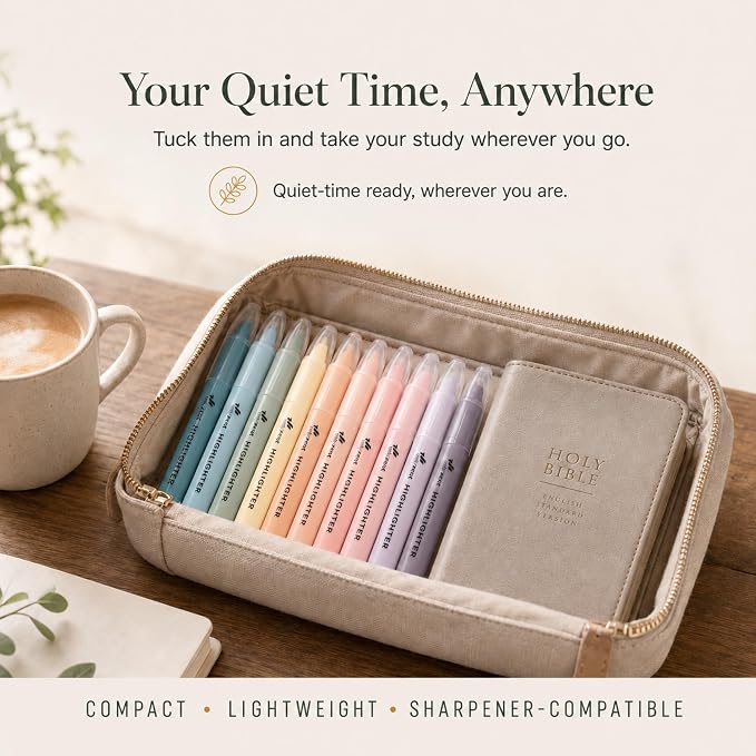 10 Pack Bible Safe Highlighters - Dusty Color, Wax Highlighters | No Bleed, Scripture Markers for Journaling, Study Accessories and School Supplies