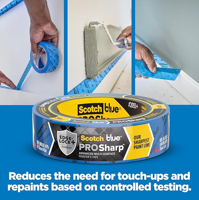 ScotchBlue PROSharp Painter's Tape-2 Inch Wide (1.88 in x 60 yd) 1 Roll Blue Tape Protects Surfaces and Removes Easily, Edge-Lock for Indoor and Outdoor Use (2093+-48EC),(Pack of 2)
