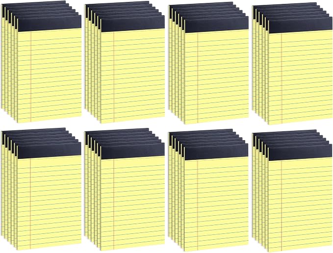 48 Pack Legal Pads 5 x 8 Inch Yellow Notepads College Ruled Writing Pads | Perforated Memo Pads with Lined Paper for Office, School and Home; Great for Notes, Lists, Planning and Daily Writing