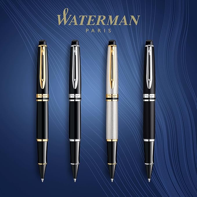Waterman Expert RollerBall® Pen | Gloss Black with Chrome Trim | Fine Point | Black Ink | Gift Box