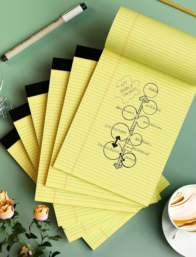 10 Pack Yellow Legal Pads 8.5 x 11 College Ruled Note Pads Lined Writing Paper Pads Yellow Paper 8.5 x 11 Pads of Paper 30 Sheets per Writing Tablets Lined Legal Notepads for Home, Office