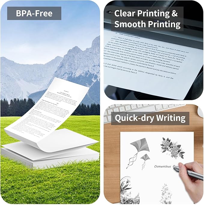 Continuous Thermal Printer Paper 8.5" x 11" US Letter Size - High-Efficiency Durable Printing for Home Work, Printing Contract, Compatible with Most Thermal Printers (100 Sheets/Continuous Folding)