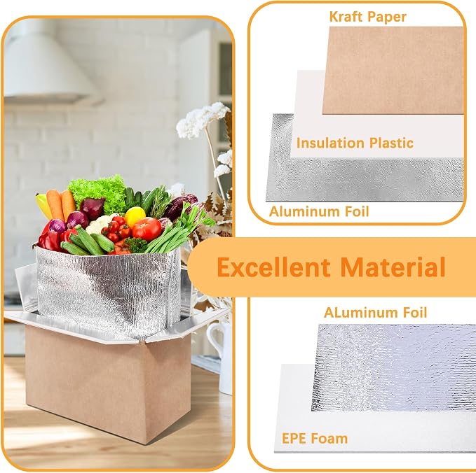 10 Pack Shipping Boxes, Double Insulated, 9 x 6 x 5 Inch | Cold Shipping Boxes with Aluminum Foil Insulated Bag, Styrofoam Box for Shipping Frozen Food, Mailing, Packing and Moving