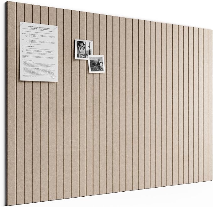 Bumusty 48"x 36" Large Felt Bulletin Board Tiles, Taupe | 12-Pack Cork Board Alternative, Wall Decor, 30 Pushpins, 60 Adhesive Tabs, Vision Board, Office, Classroom, Home, Dorm