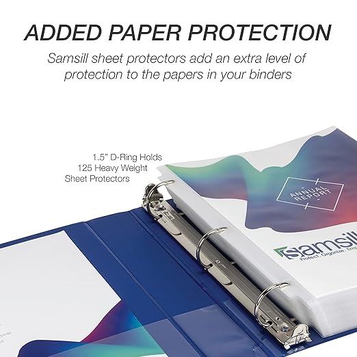 Samsill Durable 1.5 inch 3 Ring Binder, D Ring Binder, 100% Recycled Chipboard, Fashion Assortment, 4 Pack