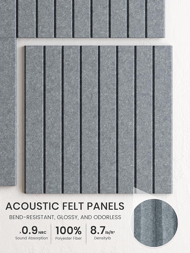 Bumusty 36"x 24" Large Felt Bulletin Board Tiles,Blue Gray | 6-Pack Cork Board Alternative, Wall Decor, 30 Pushpins, 30 Adhesive Tabs, Vision Board, Office, Classroom, Home, Dorm