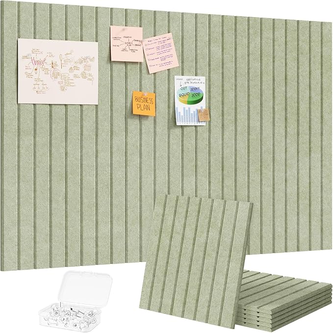 Lifewit Large Felt Bulletin Board with Self-Adhesive 36" x 24"- 6 Pack | Cork Board for Walls Alternative, Pin Board with 30 Pushpins, Message Boards for Classroom Home Office Decor, Sage