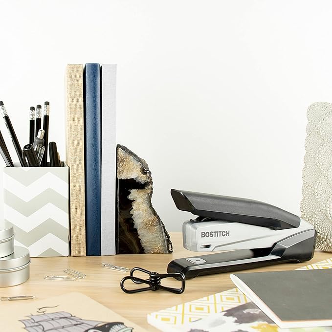 Bostitch Office InPower Desktop Eco-Friendly Stapler, One-Finger Technology, Jam-Free, Includes 210 Staples, Gray (1100)