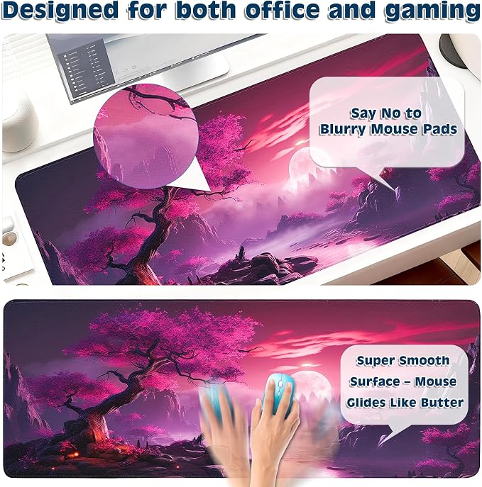 Gaming Mouse Pad, Desk Mat for Keyboard and Mouse, Large Mouse Pad for Desk, Computer Mousepad