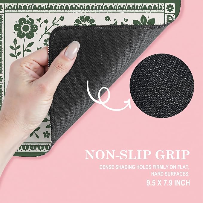 Green Floral Christian Mouse Pad for Desk 9.5x7.9,Christian Desk Decor