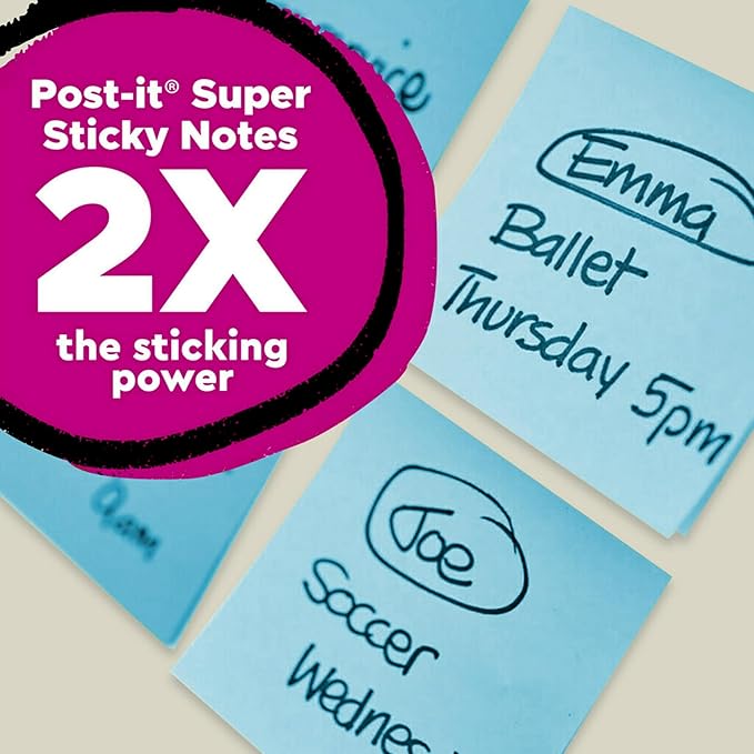 Post-it 100% Recycled Paper Super Sticky Notes, 2X The Sticking Power, 4x4 in, 3 Pads, 70 Sheets/Pad, Oasis Collection (675R-3SST) (Pack of 2)