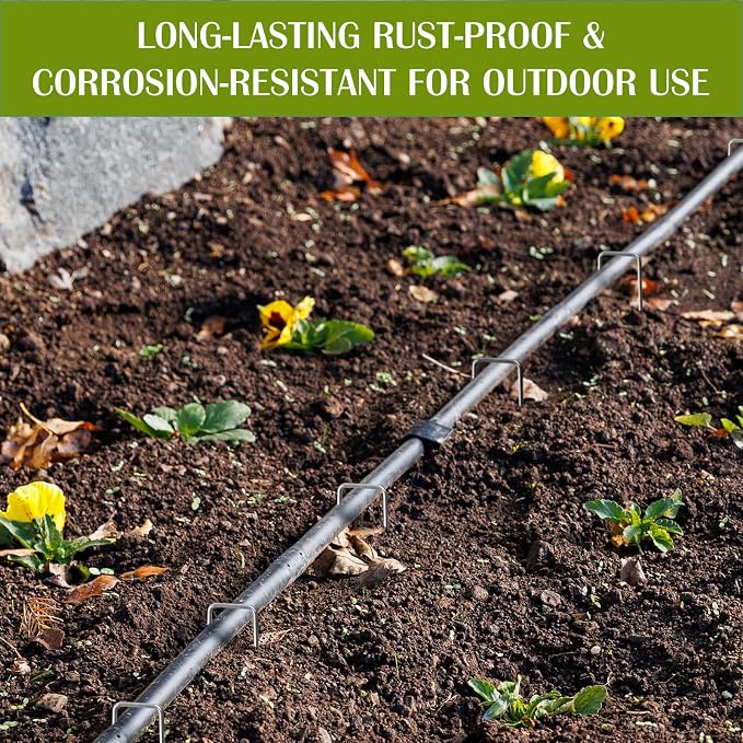 Whonline 32 Pack Landscape Staples 4 Inch, 12 Gauge Garden Stakes | Galvanized Ground Staples U Pins Landscape Stakes for Yard, Weed Barrier Fabric, Sod, Lawn, Turf, Irrigation Pipe Hose