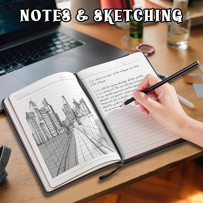 Leather Vintage Journal Notebook,300 Pages,Leather Softcover Lined Journal Notebooks for Women Men,Notebook Journals for Writing Travel,Business,Office,5.7'' X 8.3''