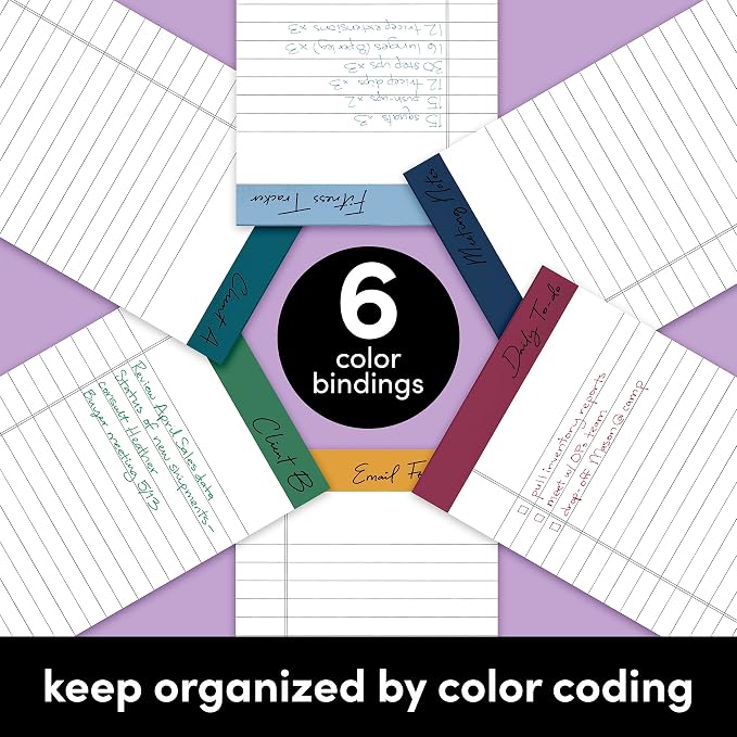 PAPERAGE Lined Legal Pads, (Jewel Tone), 6 Pack, 50 Sheets Each, Wide/Legal Ruled, Note Pads, Paper, 5 inches x 8 inches