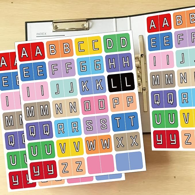 Alphabet Stickers A to Z for Classroom Teachers Small Business Organization | Waterproof Vinyl Color Coded Index Labels for Books Documents Filing Binder Dividers Office School Supplies Library