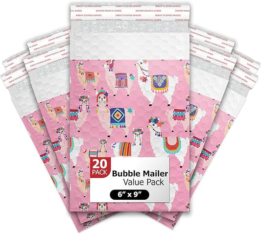 #0 6x9 (20pcs) Llamas Designer Self Seal Poly Bubble Mailers Shipping Envelopes Padded Bags