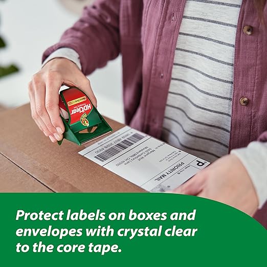 Duck HD Clear Packing Tape with Dispensers - 6 Rolls of Strong Heavy Duty Packing Tape for Shipping and Moving,Boxes and Packaging - 1.88 in. x 22.2 Yards - 1.5" Core - Clear (287732),(Pack of 2)