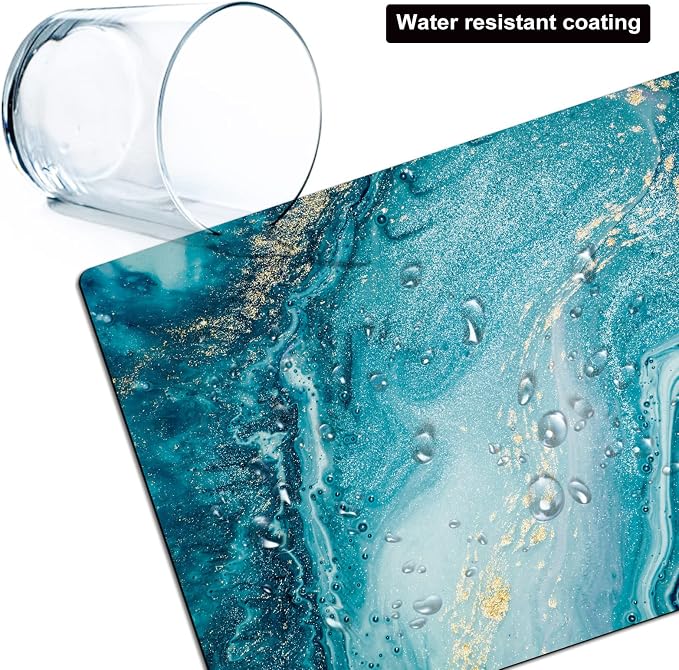 Small Mouse Pad Cute, Mini Mouse Pads for Wireless Mouse and Laptop, Travel Mousepads with Designs - Teal Alcohol Marble, Portable Mousepad - 5.5 x 7 Inch, Pretty Desk Decor for Women