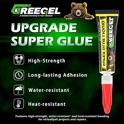 Super CA Glue 4 x 8G - Clear Superglue Liquid, Multi-Purpose Instant Cyanoacrylate Adhesive for Ceramic Metal DIY Craft Hobby Model Wood 3D Printing, Strong Bonding Single Use