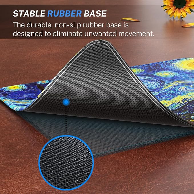 MROCO 3-Pack Mouse Pads, 30% Larger Surface, 8.5 x 11 in, Starry Night | Anti-Fray Stitched Edges, Non-Slip Rubber Base, 3-Pack Value Set, Stylish Pattern Design, Office & Home Use