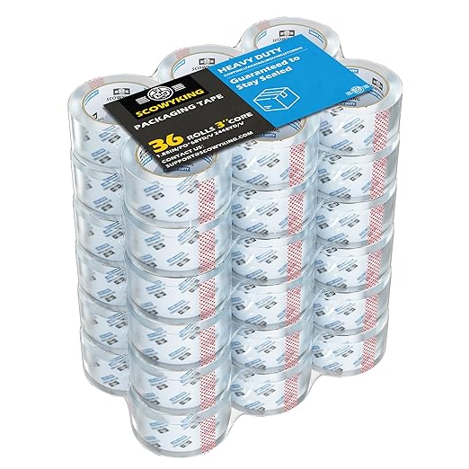 36 Rolls Clear Packing Tape, 1.88 Inch x 68 Yards, 2.7 Mil Thick - Heavy Duty Shipping Tape for Moving, Sealing Boxes, Packaging - Strong Adhesive, Bulk Savings Pack for Home, Office & Business