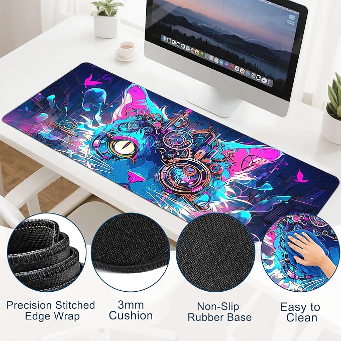 Gaming Mouse Pad, Desk Mat for Keyboard and Mouse, Large Mouse Pad for Desk, Computer Mousepad