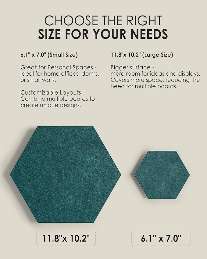 MaxGear Hexagon Bulletin Board, 8Pcs Wall Panels Office Decor Gradual Green | Large Cork Boards For Walls Alternative, Hexagon Felt Wall Tiles Vision Board Pictrure Room Wall Decor With Push Pins