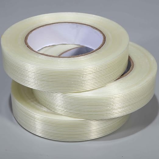Valley'sYuMiao 3 Pack, 1in×60yds,Mono Filament Strapping Tape, 180yds Total, Fiber Reinforced Packing, Heavy Duty Wearproof Tape, 5.5mils