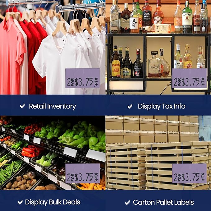Perco Lavender Pricing Labels for Monarch 1131 Price Gun, 3 Sleeves - Pack of 24 Rolls - 60,000 Price Marking Labels with Ink Rolls Included