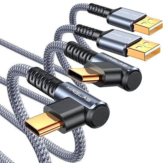 Car Carplay Cable (3.3FT+3.3FT), USB A to USB C Car Charger Cord | Fast Charging,Braided Right Angle,Gold-Plated, for iPhone 17 16 15 Pro Max, Samsung Galaxy S26 S25 S24 Ultra, Google Pixel