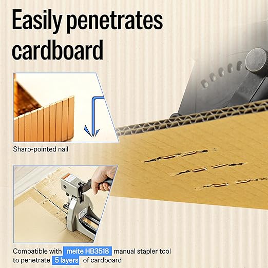 meite Carton Closing Staples 16 Gauge 1-3/8" Wide Crown Copper-Coated Box Staples for Pneumatic or Manual Staple Gun Cardboard Packaging, 7/8" Length, 14000PCS