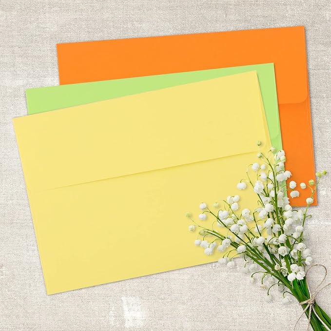 Granhoolm 50 pack 4x6 Envelopes,A6 Invitation Envelopes 6.5 x 4.75 For 4x6 Cards- Peel & Press,Ideal for Invitations,Weddings,Parties,Greeting Cards,Photos(colorful)