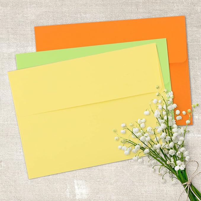 Granhoolm 50 Pack A7 Invitation Envelopes 5.25 x 7 .25 For 5x7 Cards - Peel & Press,Ideal for Invitations,Weddings,Parties,Greeting Cards,Photos(Multicolor)