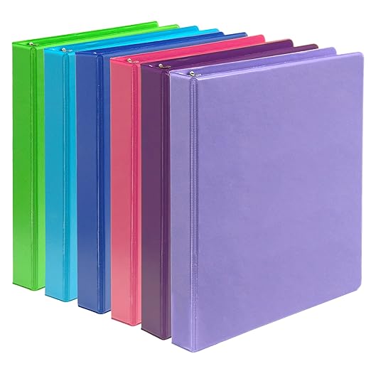 Samsill Durable 1 inch 3 Ring Binder, D Ring Binder, 100% Recycled Chipboard, Island Assortment, 6 Pack