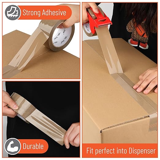 Mr. Pen- 2 Rolls Packing Tape with 2 Dispensers, 2” Wide, 60 Yards, Brown Packing Tape Heavy Duty for Mailing, Moving Boxes and Packaging