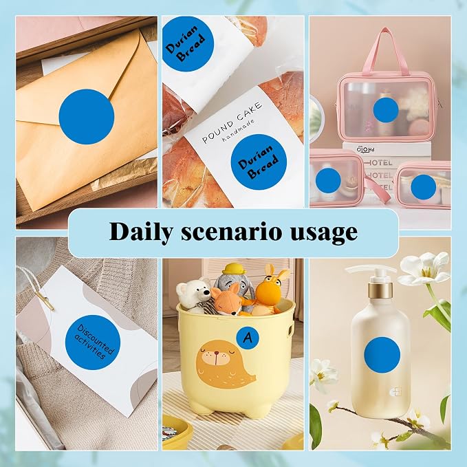 PARLAIM 2 Inch Round Adhesive Color-Code Dot Stickers,4Rolls/2000 per Rolls dots Label Dispenser Box, Circle Stickers Label Inch Coding Labels (Blue)