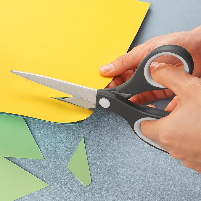 Left Handed Scissors, 8.5 Inch Multi-Purpose Premium General Purpose Shears, Sharp Stainless Steel Blades for Cutting in Schools, Offices, Household Items, Set of 3