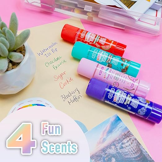 BAZIC Products Scented Glue Sticks, Washable, Assorted Scents 6 Grams, Smooth All Purpose Acid Free Clear Glue Stick for Photos Paper Kids Students at Home School Office (4/Pack), 1-Pack