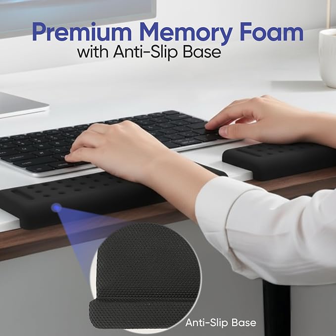 Keyboard Wrist Rest with Edge Protector - 11.8 Inch 2 Pack L Shaped Desk Pad